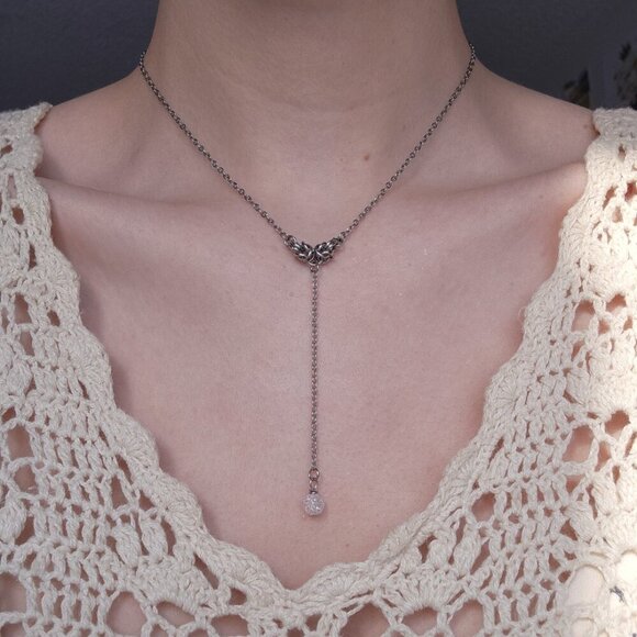 Angelic fairy pearl silver rosary necklace ✦ delicate gothic chainmailele rosary - Picture 6 of 7